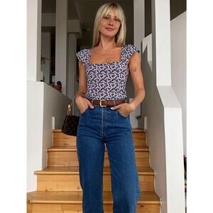 NWT Nation LTD x Evereve XL Eve Square Neck Top Petite Fleur 3136RSPF